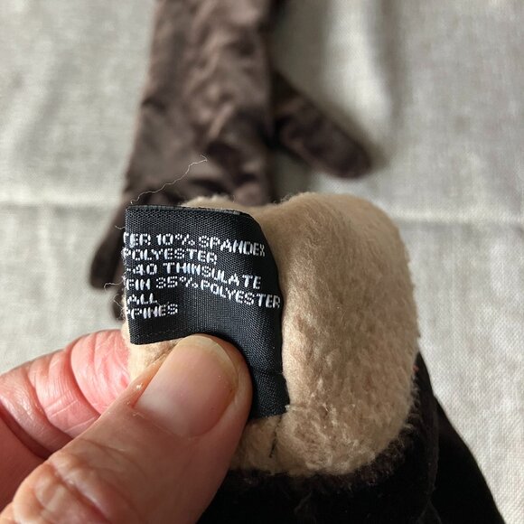 Vintage Cejon Ladies Wrist Style Brown Velour/Velvet Thinsulate Gloves, One Size - Picture 6 of 6